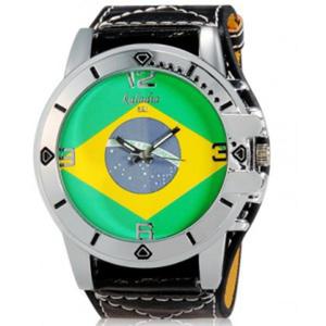 Nowoczesny sportowy zegarek kwarcowy unisex flaga - Brazylia (czarny pasek) - 2824376981