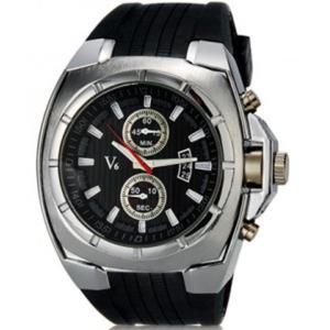 Nowoczesny zegarek V6 mski z funkcj kalendarza (czarno srebrny) - 2824376999