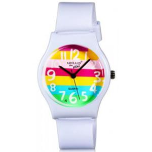 Ciekawy kolorowy tczowy zegarek na rk kwarcowy (biay) - 2824376509