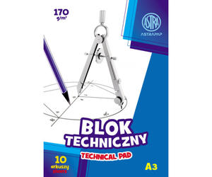 Blok techniczny biały A3 ASTRA 10 arkuszy 170g - 2863306567