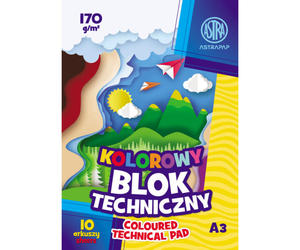 Blok techniczny kolorowy A3 ASTRA 10 arkuszy 170g - 2863306568