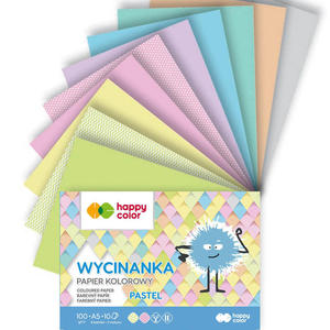 Blok wycinanka A5 Happy Color, papier kolorowy pastelowy - 10 kart - 2869317734