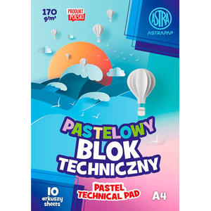 Blok techniczny Astra 10 pastelowych, kolorowych kartek A4 - 2869932151