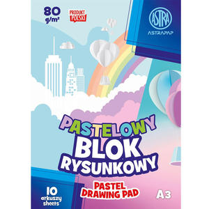 Blok rysunkowy Astra 10 pastelowych, kolorowych kartek A3 - 2869932153