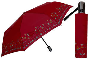 Automatyczna parasolka damska marki Parasol, bordowa w kwiaty - 2870848144