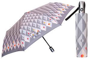 Automatyczna parasolka damska marki Parasol, szare romby - 2870848149