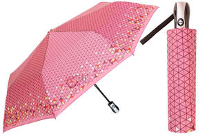 Automatyczna parasolka damska marki Parasol, różowa w trójk ty - 2870848150