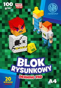 Blok rysunkowy Astra 20 białych kartek A4 dla fana Minecraft - 2871580482