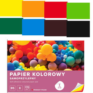 PAPIER KOLOROWY SAMOPRZYLEPNY B5 8 KOLORÓW 170G - 2873853441