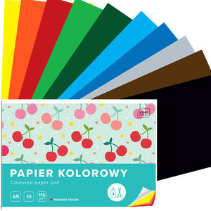 PAPIER KOLOROWY, A5, 10 KARTEK, 115G, INTERDRUK - 2873853442