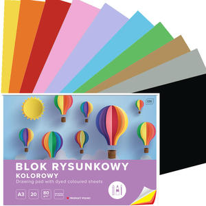 BLOK RYSUNKOWY KOLOROWY 20 KARTEK 10 KOLORÓW A3 80g Interdruk - 2873853445