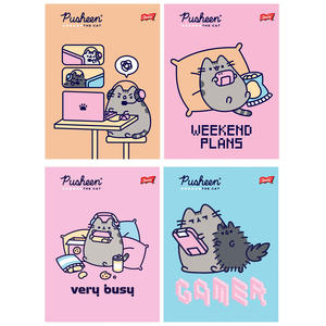 4 X ZESZYT A5, 32 KARTKI, KRATKA, PUSHEEN KOTEK KOT - 2874610077