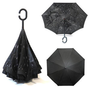 Parasol odwrócony "Revers" z podwójnym materiałem wzorzysty - 2876865542