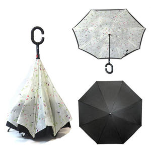 Parasol odwrócony "Revers" z podwójnym materiałem wzorzysty - 2876865543