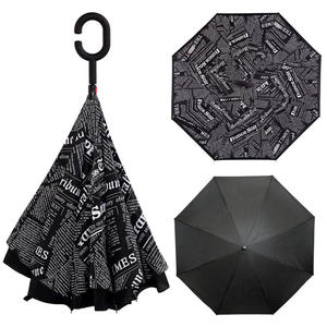 Parasol odwrócony "Revers" z podwójnym materiałem wzorzysty - 2876865545