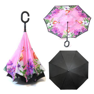 Parasol odwrócony "Revers" z podwójnym materiałem wzorzysty - 2876865546