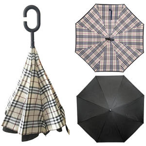 Parasol odwrócony "Revers" z podwójnym materiałem wzorzysty - 2876865548