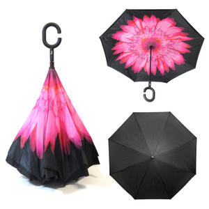 Parasol odwrócony "Revers" z podwójnym materiałem wzorzysty - 2876865549