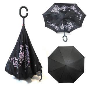 Parasol odwrócony "Revers" z podwójnym materiałem wzorzysty - 2876865550