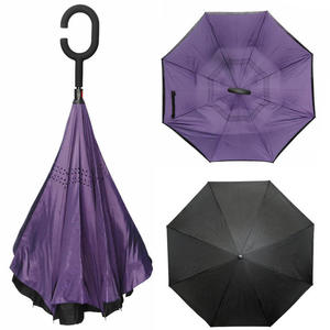 Parasol odwrócony "Revers" z podwójnym materiałem dwa kolory: czarny + inny - 2876865553