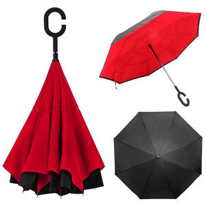 Parasol odwrócony "Revers" z podwójnym materiałem dwa kolory: czarny + inny - 2876865554