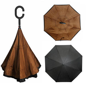 Parasol odwrócony "Revers" z podwójnym materiałem dwa kolory: czarny + inny - 2876865555