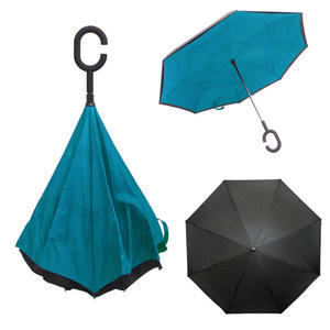 Parasol odwrócony "Revers" z podwójnym materiałem dwa kolory: czarny + inny - 2876865556