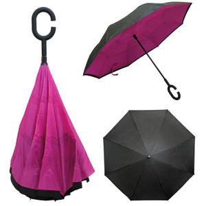 Parasol odwrócony "Revers" z podwójnym materiałem dwa kolory: czarny + inny - 2876865559