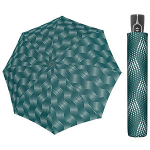 Wytrzymała AUTOMATYCZNA parasolka Doppler, zielona w fale z kropek - 2877073979