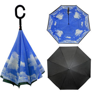 Parasol odwrócony "Revers" z podwójnym materiałem wzorzysty - 2878330265