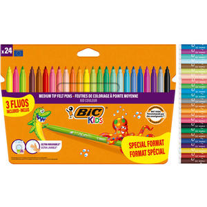 FLAMASTRY MAZAKI BIC COULEUR FLUO 24 KOLORY W TYM 3 FLUORESCENCYJNE, PISAKI - 2878330267