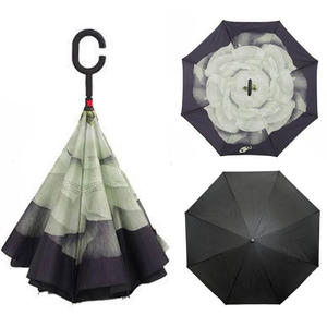 Parasol odwrócony "Revers" z podwójnym materiałem wzorzysty - 2878330276