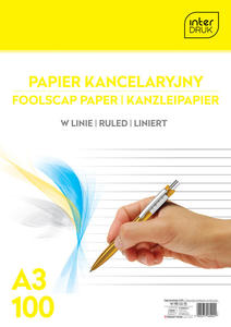 PAPIER KANCELARYJNY W LINIĘ A3 INTERDRUK 100 ARKUSZY 70g - 2878654821