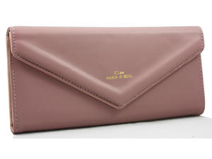 Elegancki klasyczny portfel damski kopertówka, różowy - 2860646034