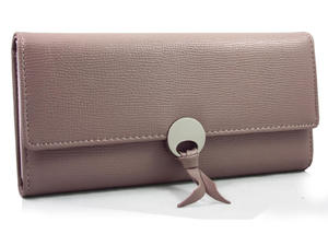 Elegancki klasyczny portfel damski z metalowym zapięciem, różowy - 2860646045