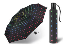 Automatyczna parasolka Happy Rain, czarna w kolorowe grochy - 2860647987