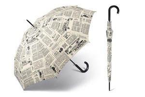 Długa, automatyczna parasolka Happy Rain, z motywem gazety - 2860647991
