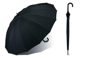 Bardzo duży PARASOL Happy Rain - 130 cm, 16 brytów, czarny - 2860648647