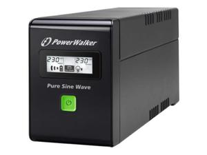 UPS POWERWALKER LINE-INTERACTIVE 600VA 2X PL 230V, PURE SINE WAVE, RJ11/45 IN/OUT, USB, LCD - 2874577078