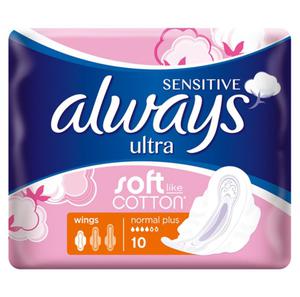 Always Ultra SENSITIVE NORMAL PLUS podpaski ze skrzydami 10szt.