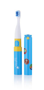 BRUSH-BABY - szczotka soniczna podrna Go-KIDZ Electric Travel Toothbrush z naklejkami dla dzieci - kolor niebieski - 2860775670