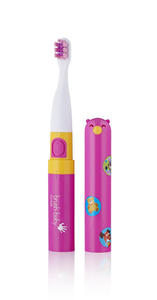 BRUSH-BABY - szczotka soniczna podrna Go-KIDZ Electric Travel Toothbrush z naklejkami dla dzieci - kolor rowy - 2860775671