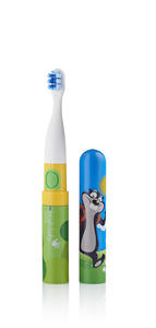 BRUSH-BABY - szczotka soniczna podrna Go-KIDZ Electric Travel Toothbrush z naklejkami dla dzieci - z grafik bobra - 2860775673