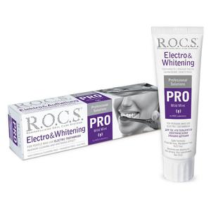 ROCS pasta do zbów PRO Electro & Whitening Mild Mint - Wybielajca pasta bez fluoru do...