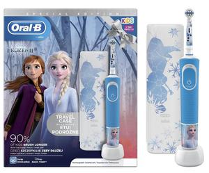 Braun Oral-B szczoteczka akumulatorowa dla dzieci D100 Kids FROZEN - Kraina Lodu + etui podrne D100.413.2K - 2876501665