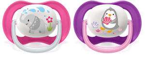 AVENT Smoczki do uspakajania Ultra Air ANIMAL Girl 2szt. 6-18m SCF080/08 - 2873964402