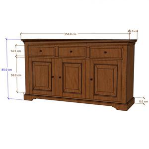 Klasyczna komoda LONDON 150 cm z akacji indyjskiej - 2877243209