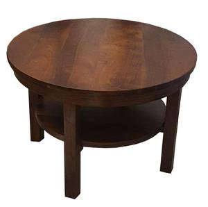 Okrgy drewniany stolik kawowy 80 cm z pk brzowy mango - 2866810723