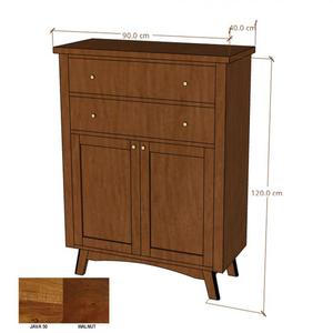 Komoda drewniana wysoka BONN 90 cm z szufladami i szafk z akacji - kolor WALNUT - 2878009959