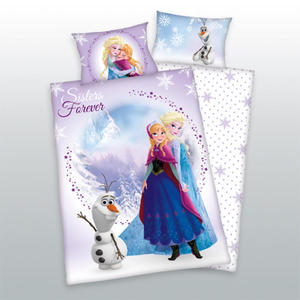 Pociel baweniana 100x135 Frozen Kraina Lodu 0504 Anna Elsa Olaf do eczka - 2857987355